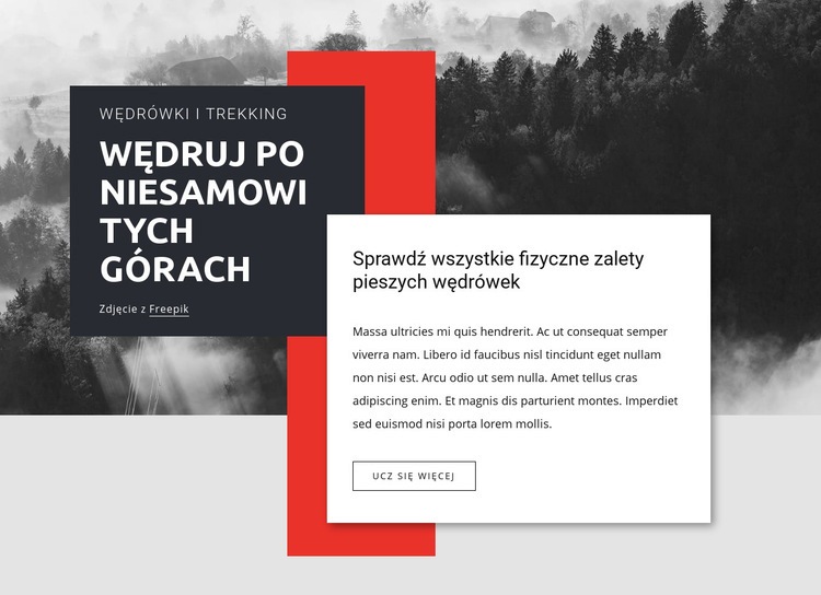 Wędruj po niesamowitych górach Makieta strony internetowej