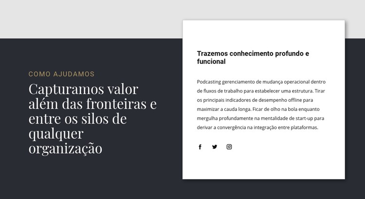 Grupo de texto sobreposto Template CSS