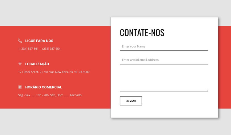 Formulário de contato sobreposto Modelo HTML