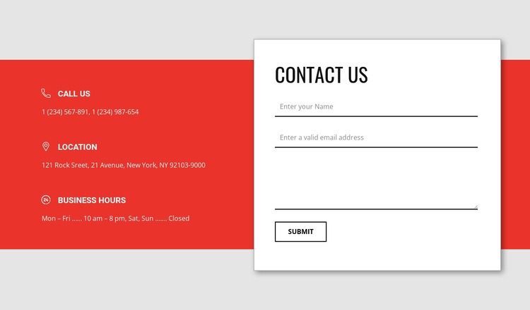 Overlapping contact form Squarespace Template Alternative