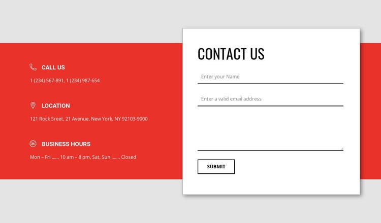 Överlappande kontaktformulär Html webbplatsbyggare