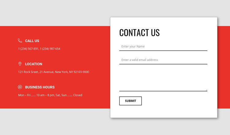 Overlapping contact form WordPress Theme