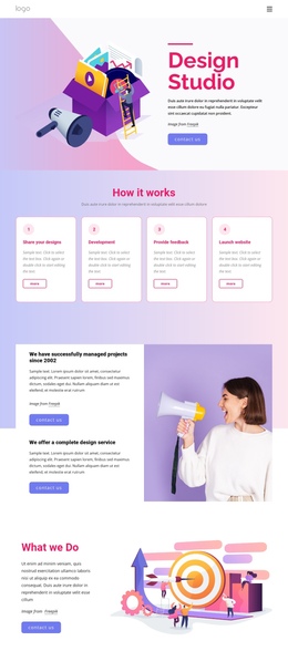 Studio for design and branding - One Page Template by Nicepage