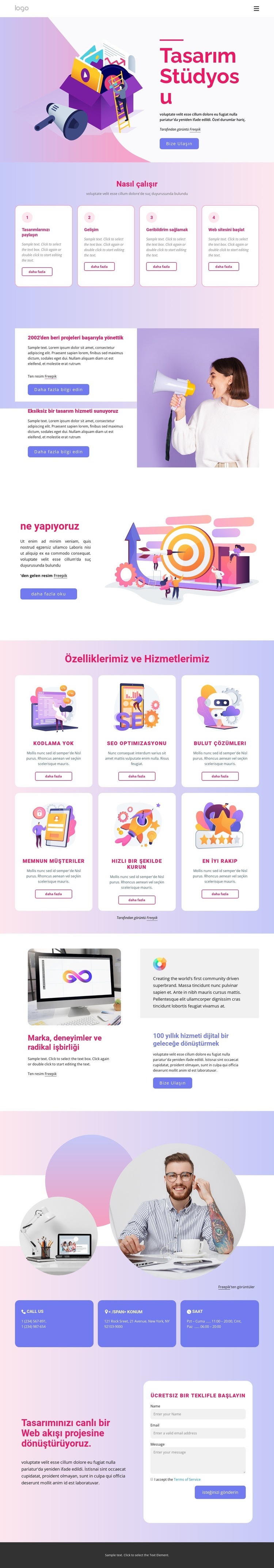 Tasarım ve markalaşma için stüdyo Html Web Sitesi Oluşturucu