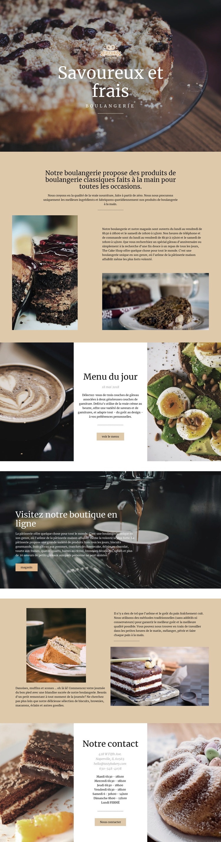 Nourriture savoureuse et fraîche Maquette de site Web