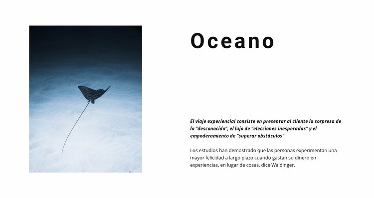 Increíble vida oceánica Maqueta de sitio web