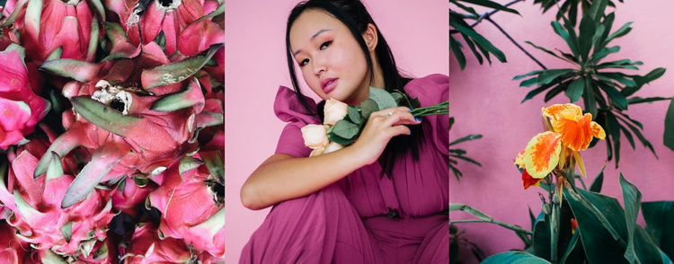 Pink color and floral motifs Website Design