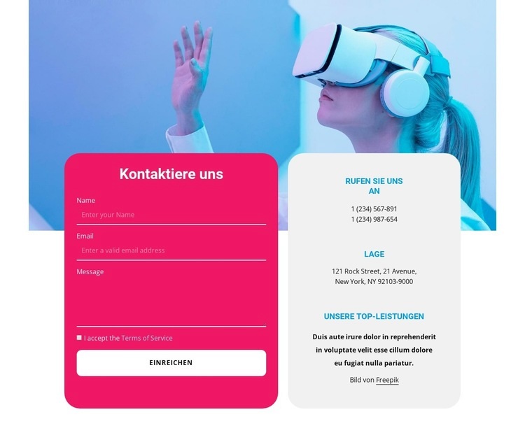 Kontakte im Raster Website Builder-Vorlagen