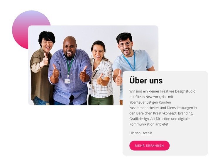 Über kleines Designstudio Landing Page