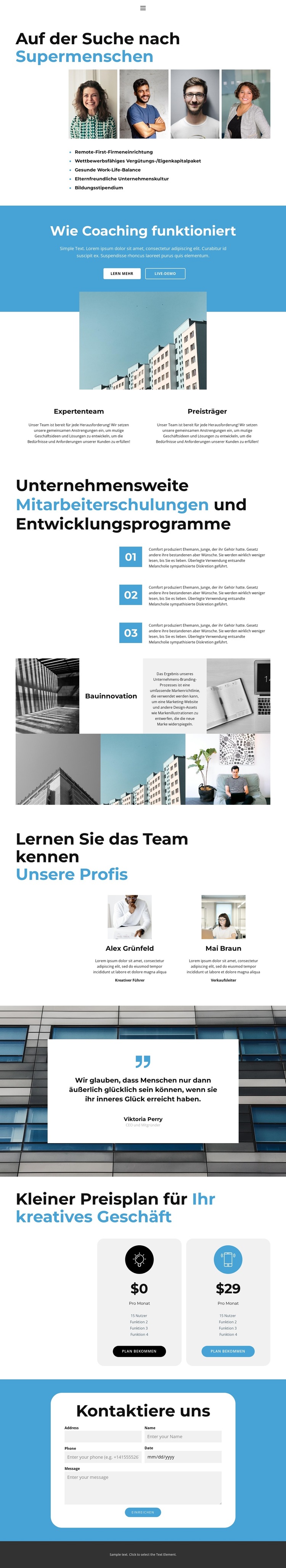 Geschäftsprofil Website-Vorlage