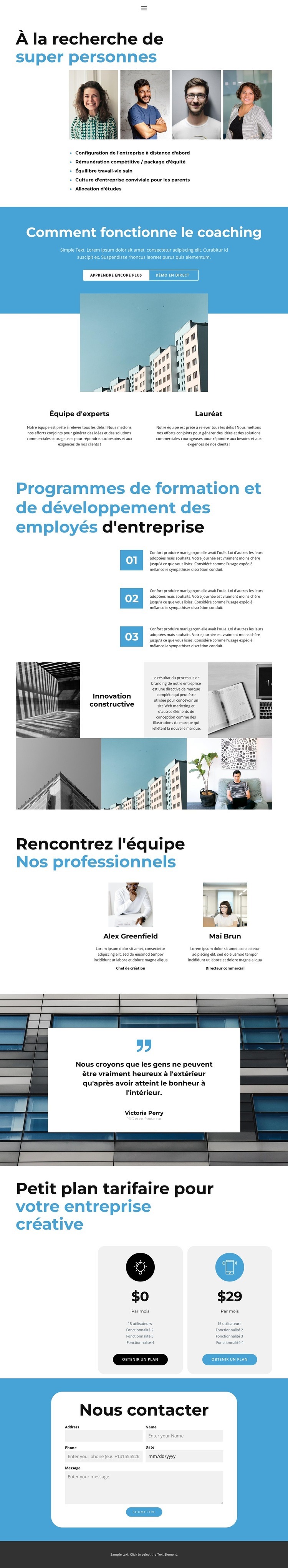 Profil de l'entreprise Conception de site Web