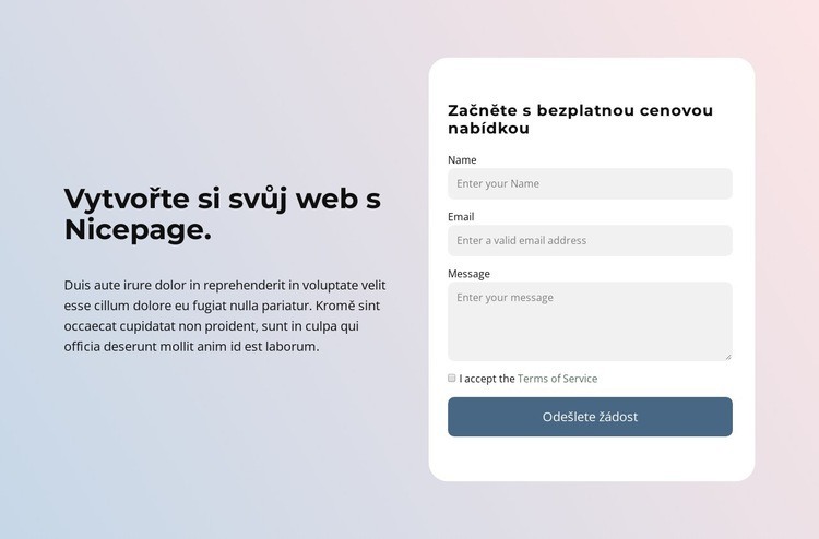 Vytvořte si web s Nicepage Šablona HTML