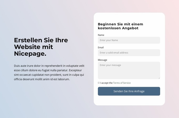 Erstellen Sie eine Website mit Nicepage Website-Modell