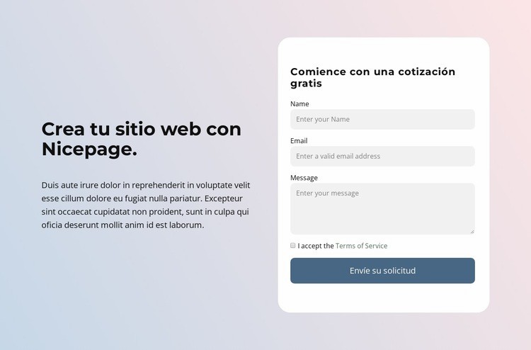 Crear un sitio web con Nicepage Maqueta de sitio web