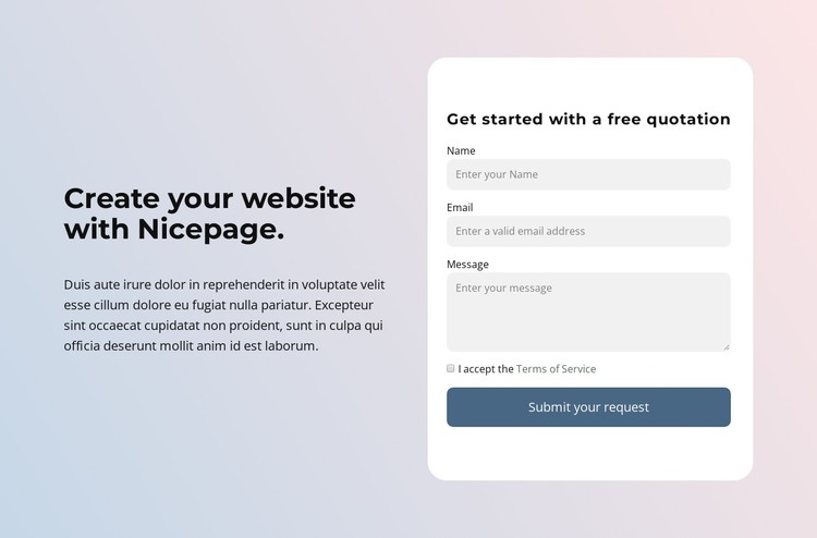 Create a website with Nicepage HTML Template