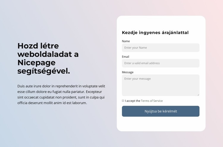 Hozzon létre egy weboldalt a Nicepage segítségével HTML Sablon