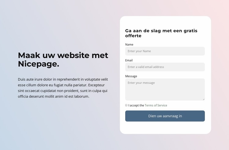 Maak een website met Nicepage Bestemmingspagina