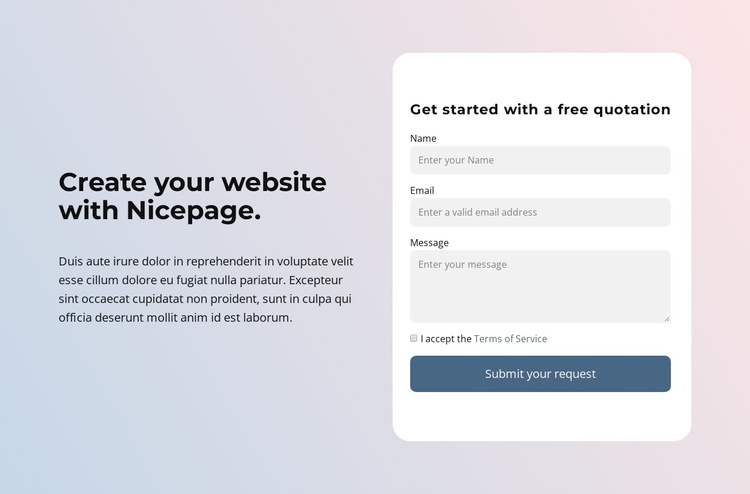 Create a website with Nicepage One Page Template