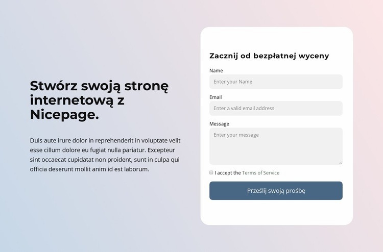 Stwórz stronę internetową z Nicepage Makieta strony internetowej