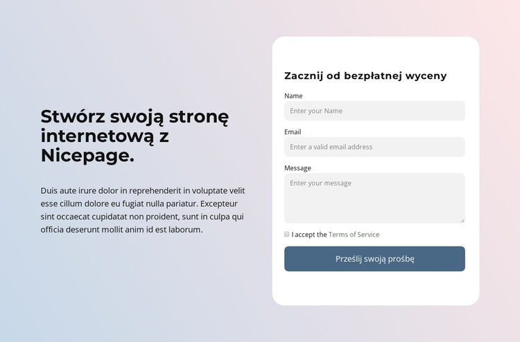 Stwórz stronę internetową z Nicepage Szablon CSS