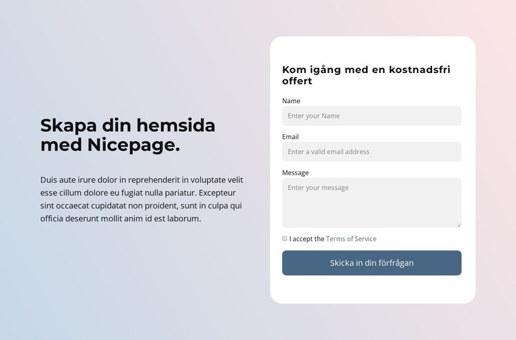 Skapa en hemsida med Nicepage CSS -mall