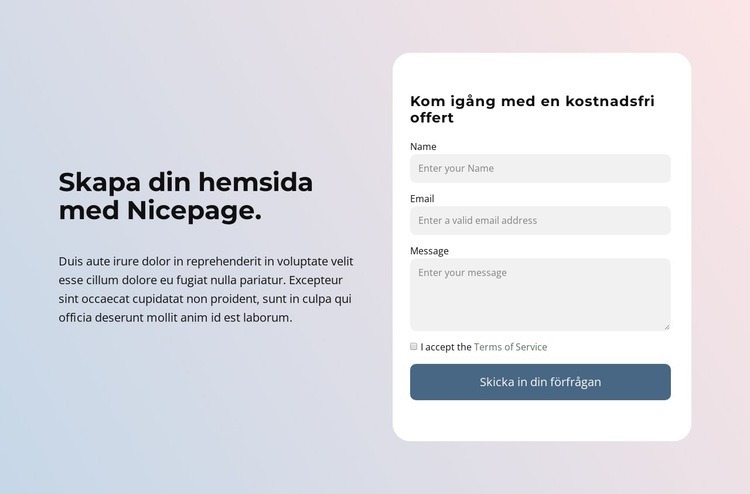Skapa en hemsida med Nicepage Webbplats mall