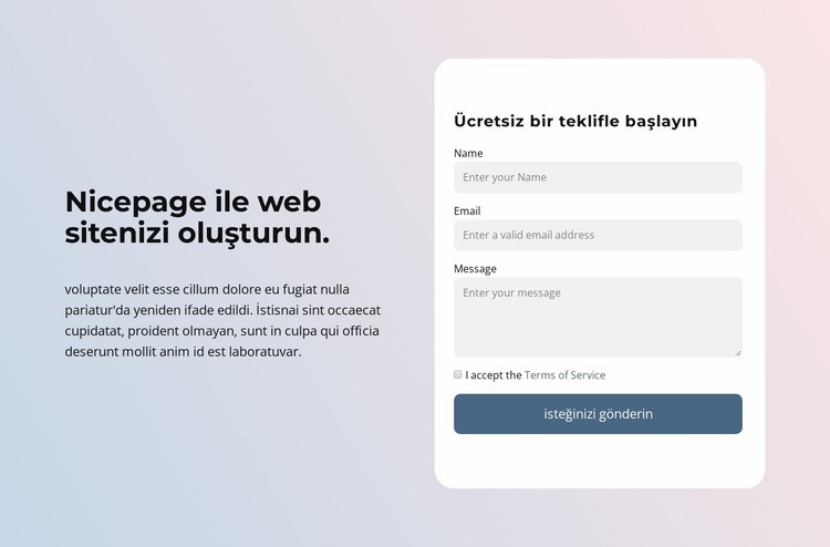 Nicepage ile bir web sitesi oluşturun HTML5 Şablonu