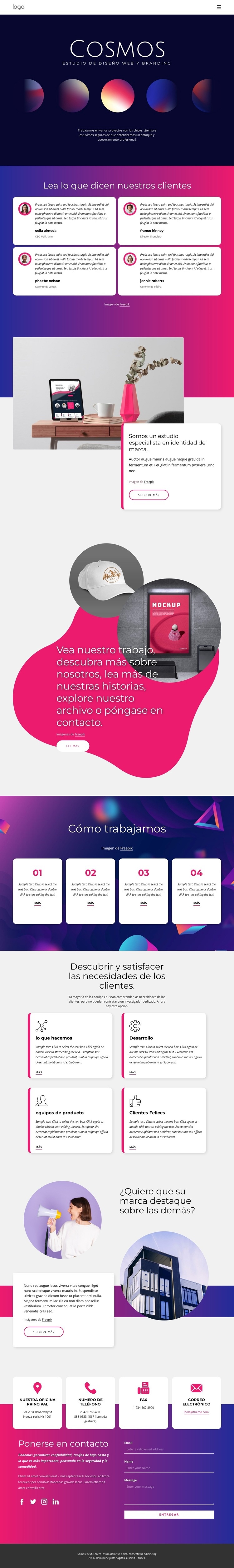 Desarrollo de conceptos de diseño. Creador de sitios web HTML