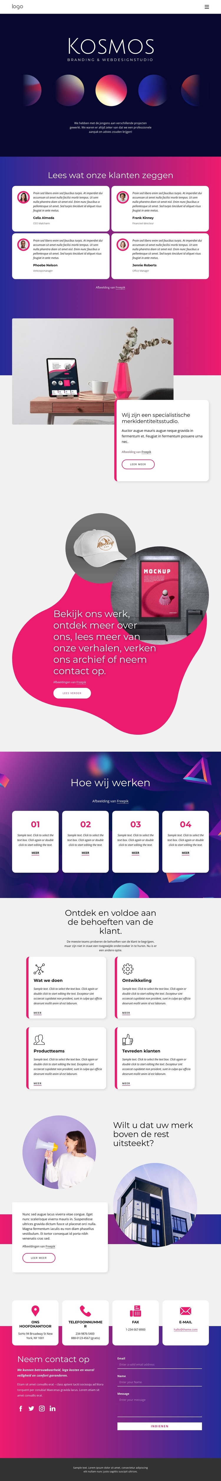 Ontwikkeling van ontwerpconcepten HTML-sjabloon