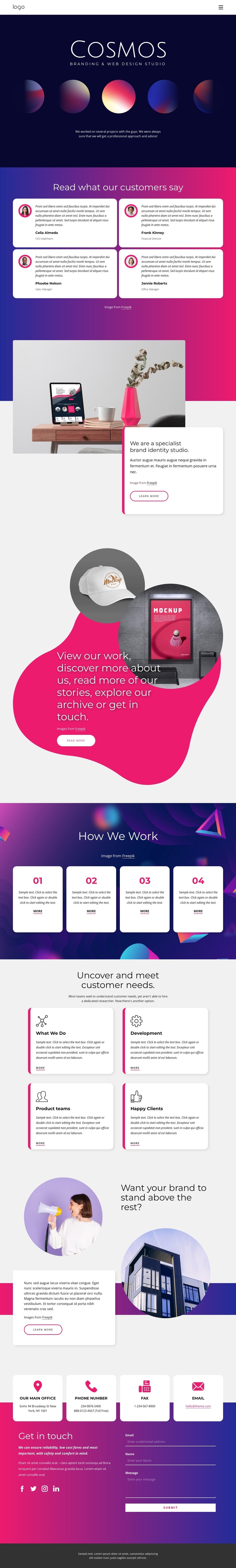 Development of designconcepts One Page Template