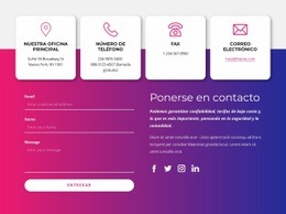 Contáctenos Bloque Con Iconos Sociales - Drag And Drop HTML Builder