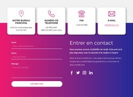 Une Conception De Site Web Exclusive Pour Contactez-Nous Bloc Avec Des Icônes Sociales