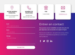 Contactez-Nous Bloc Avec Des Icônes Sociales - Modèle De Page HTML