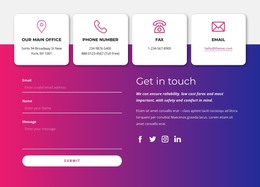Contact Us Block With Social Icons - HTML Template Code