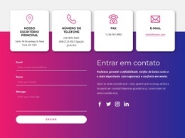 Contacte-Nos Bloco Com Ícones Sociais - Drag And Drop HTML Builder