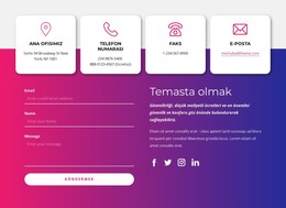 Sosyal Simgelerle Blok Bize Ulaşın - HTML Sayfası Şablonu