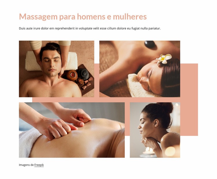Massagem para homens e mulheres Design do site