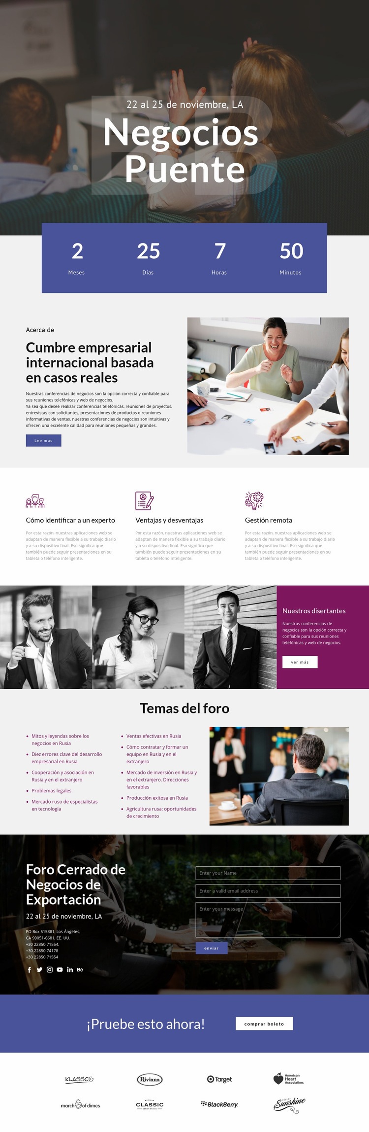 Puente empresarial Maqueta de sitio web