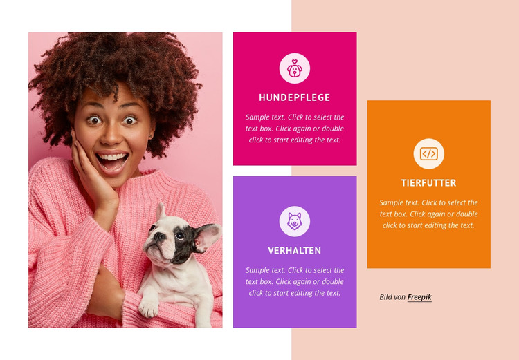 Katzen und Hunde kümmern sich HTML-Vorlage