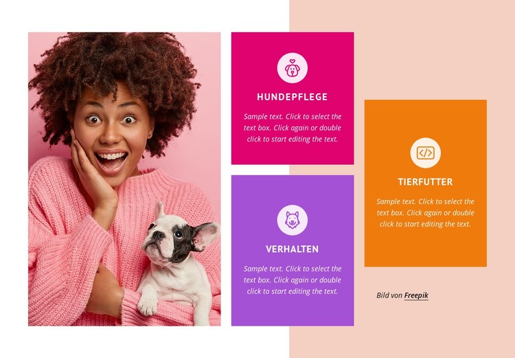 Katzen und Hunde kümmern sich HTML Website Builder