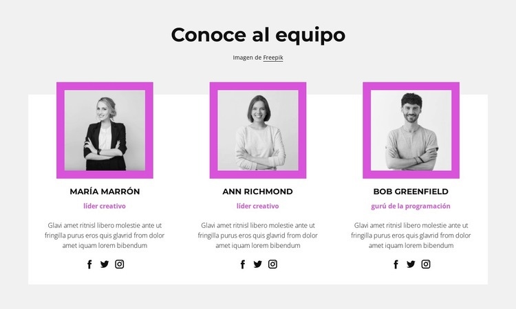 personal de la empresa Maqueta de sitio web