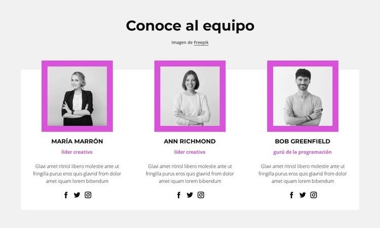 personal de la empresa Página de destino