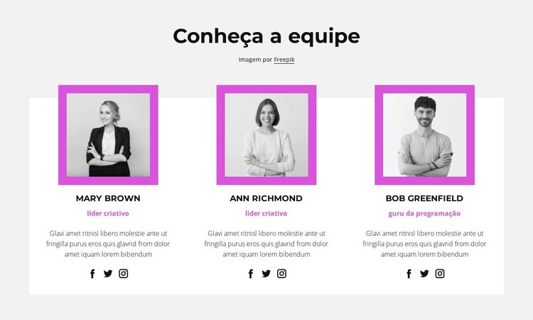 Funcionários da empresa Template CSS