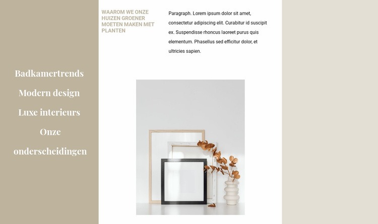 Fotolijsten in het interieur Website mockup