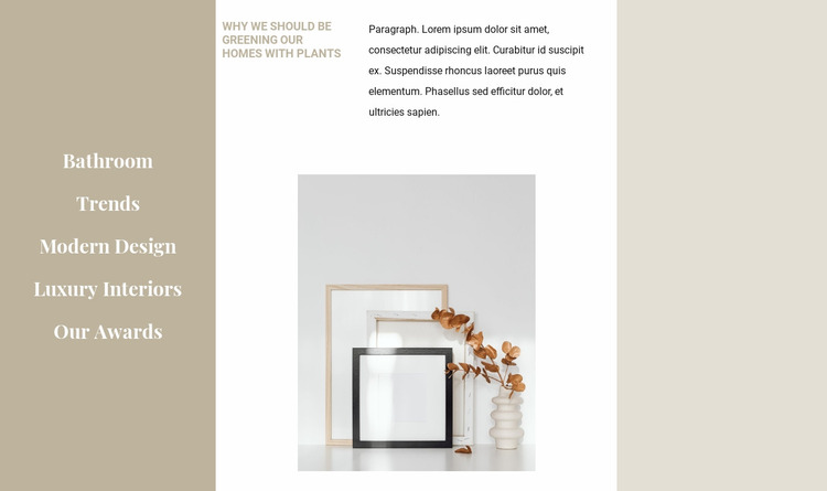 Photo frames in the interior Website Mockup