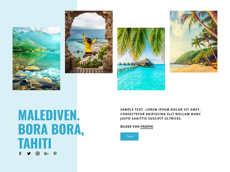 Malediven, Bora Bora, Tahiti Eine Seitenvorlage