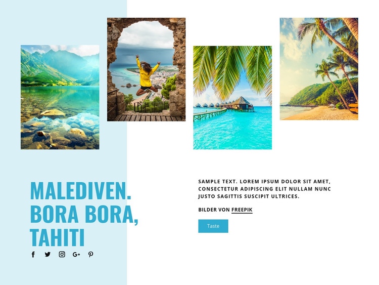 Malediven, Bora Bora, Tahiti Website-Modell