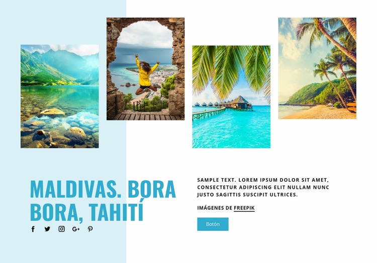 Maldivas, Bora Bora, Tahití Maqueta de sitio web