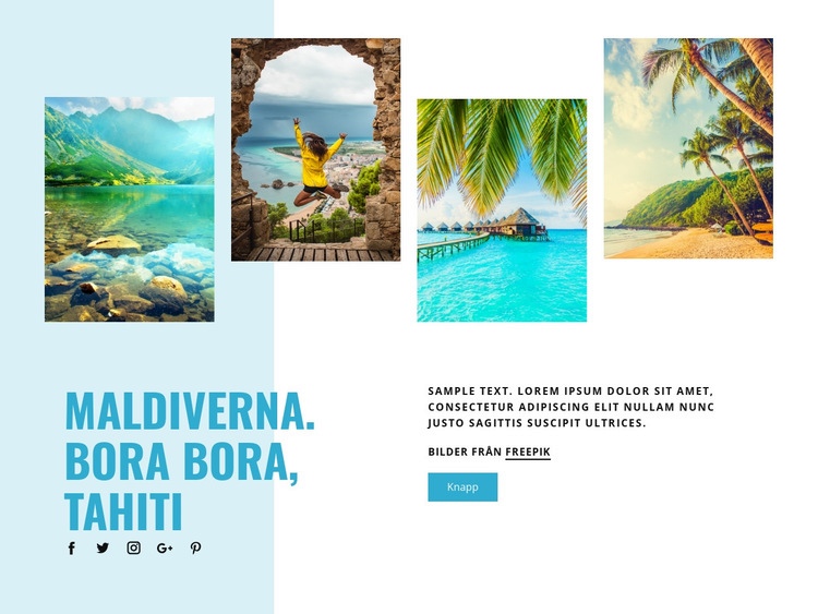 Maldiverna, Bora Bora, Tahiti HTML-mall