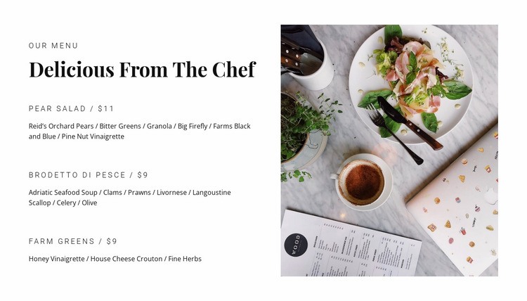 Popular dishes from the menu Webflow Template Alternative